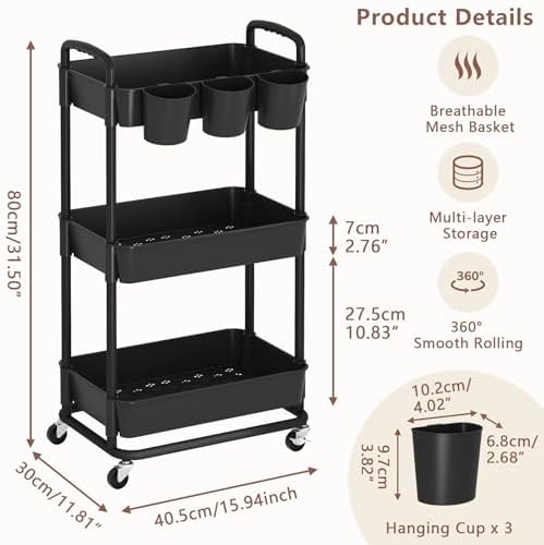 Baby Diaper Caddy, Locking Rolling Cart - Image 6