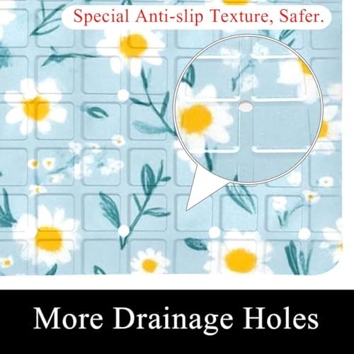 Bathtub Mat Non Slip 26.8x15.1In, Mini Daisies Bath Mat - Image 2