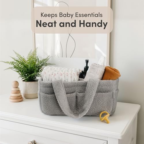PUTSKA Baby Diaper Caddy Organizer, Nursery Fleece Basket - Image 2