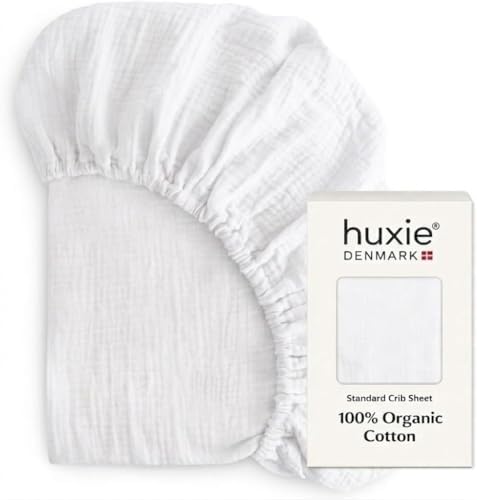 Crib Sheets, 100% Organic Cotton Muslin, Fitted 28"x52" Standard by huxie
