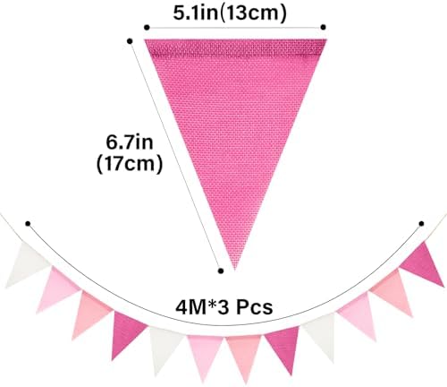 G2PLUS Pennant Banner Triangle Flag Bunting Garland Pink Banner Flags 36PCS - Image 2