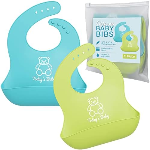 Silicone Bibs for Babies with Food Catcher by Todays+Baby
