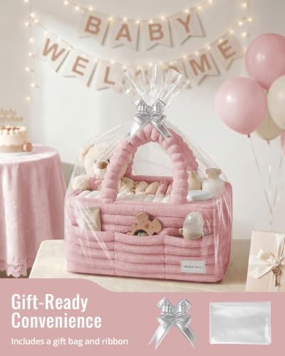 Blissful Diary Flannel Diaper Caddy Organizer & Gift Packaging, Blush Pink - Image 7