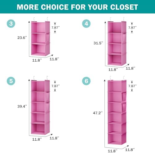 YOUDENOVA Hanging Closet Organizer and Storage, Light Pink - Image 6