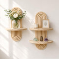 Artilady Boho Wall Decor Wood Shelves, Hanging Storage Candle Plant Holder by Artilady