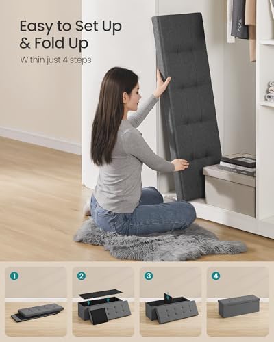 SONGMICS 43.3 Inches Folding Storage Ottoman Bench, Load 660 lb - Image 6