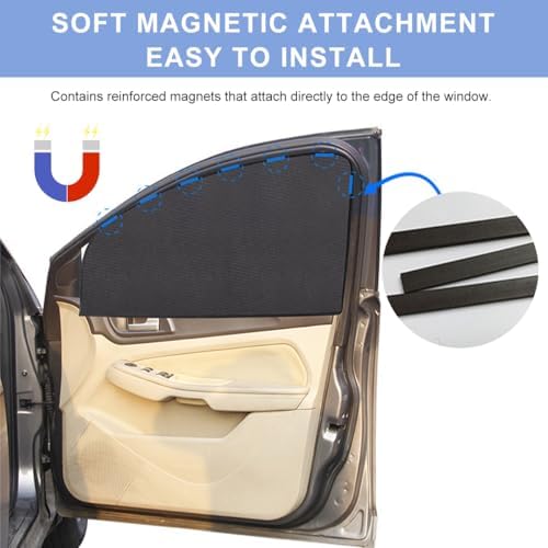 2PCS Car Window Shade, 19.3"×29.1" Magnetic Auto Front Side Window Cling - Image 3