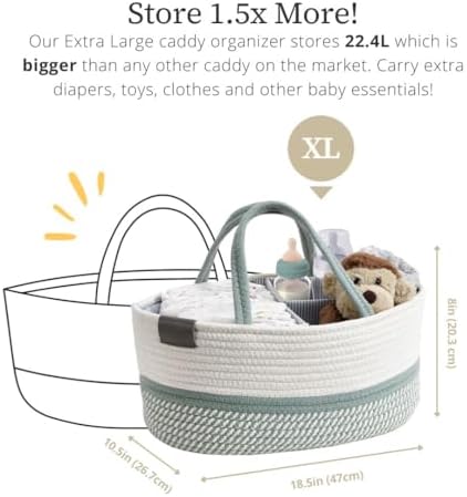 DECOMOMO XL Baby Caddy Organizer, Extra Large Diaper Caddy Basket - Image 3