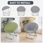 Velvet Stretch Saucer Chair Cover, Round Moon Chair Cover - Image 5