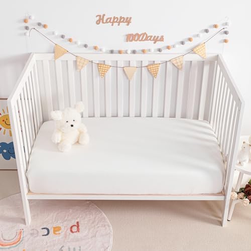 NTBAY Mini Crib Muslin Fitted Sheets, 2 Pack, 24 x 38 - Image 5