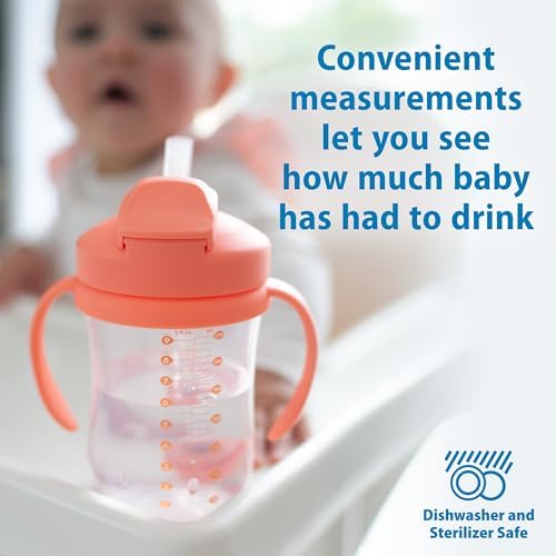 Dr. Brown's Milestones Baby's First Straw Cup, Coral & Green - Image 3