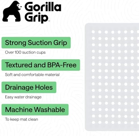 GORILLA GRIP Square Shower Stall Mat, Bathtub Floor Mat, 21x21 White - Image 2