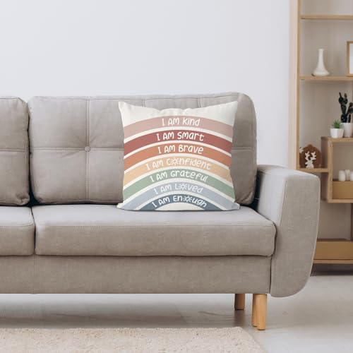 QIYUHOY Red Classroom Reading Corner Rainbow Decor Throw Pillow Covers - Image 4