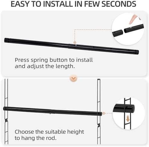 STORAGE MANIAC Hanging Closet Rod, Adjustable Width and Height Closet Hanging - Image 4