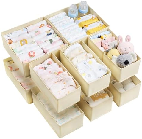 Vtopmart 12 Pack Baby Clothes Organizer, Foldable Fabric Drawer Bins by Vtopmart
