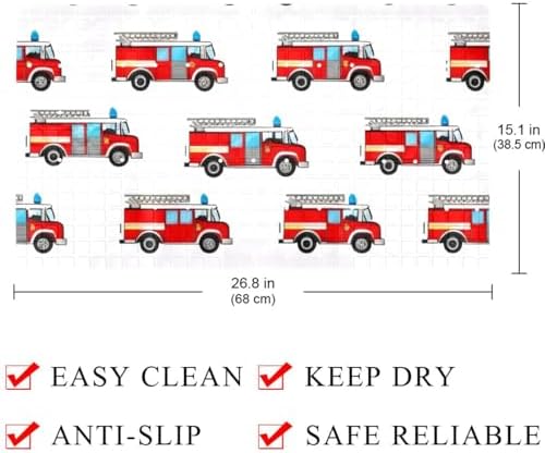 Shower Mat Non Slip, Fire Truck Pattern Anti Slip Bath Mat - Image 4
