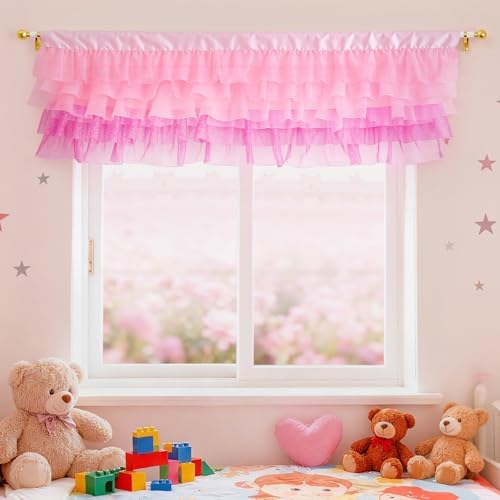 Besutolife Valance Curtains Pink Tulle Valance by Besutolife