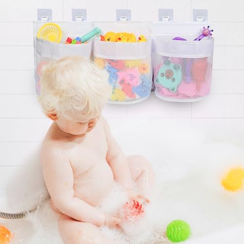 Bathroom Bath Toy Storage for Bathtub, Baby Bath Tub Toys Holder, Kids Mesh - Image 7