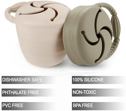 PandaEar Silicone Snack Containers, Collapsible Toddler Snack Cups Spill Proof - Image 2