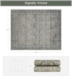Green Retro 8x10 Washable Area Rugs - Image 2