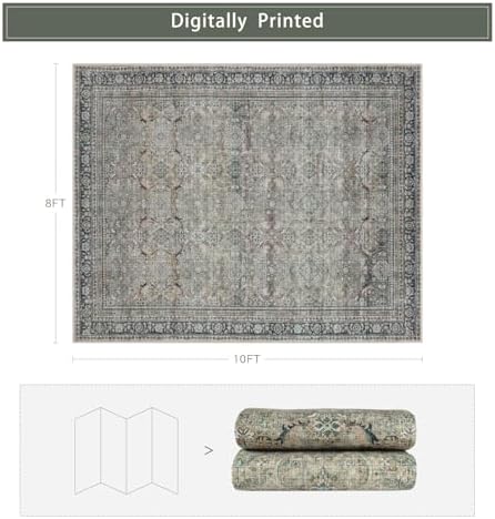 Green Retro 8x10 Washable Area Rugs - Image 2