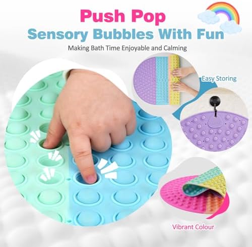 Silicone Push Pop Bath Mat – 33"x17.3" Extra Large Rainbow Bathtub Mat - Image 3