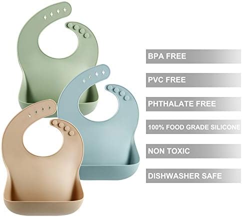 PandaEar Set of 3 Silicone Baby Bibs Waterproof, 10-72 Months - Image 6