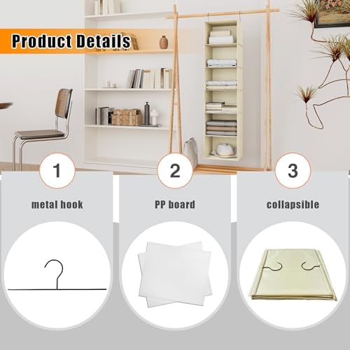 Hanging Closet Organizer 6-Shelf, Oxford Fabric Wardrobe Storage - Image 6