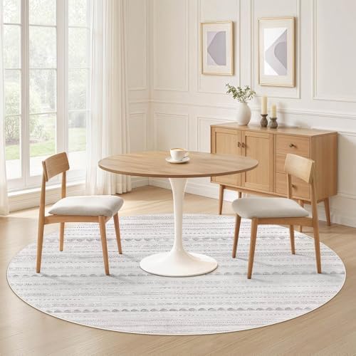 Nakagishi Round Rug Boho Area Rugs: 5x5 Washable Large Circle Neutral Soft - Image 4