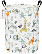 QUEENLALA Foldable Waterproof Round Fabric Laundry Basket Home by QUEENLALA