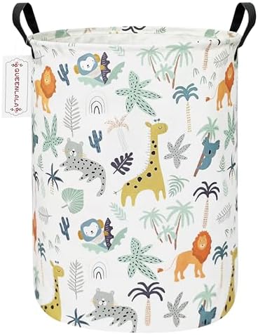 QUEENLALA Foldable Waterproof Round Fabric Laundry Basket Home by QUEENLALA