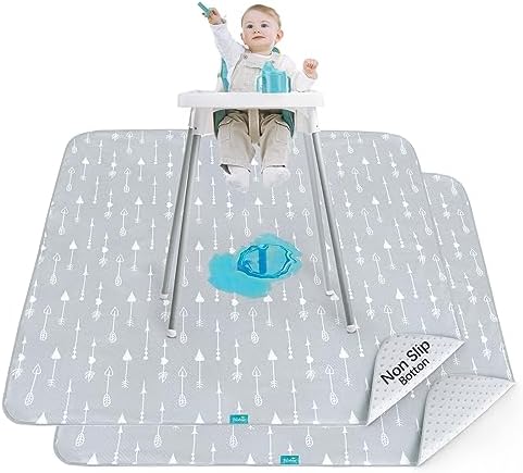 Splat Mat 2 Pack for Under High Chair Waterproof Splash Mat 42''×46'' by Bilobanbabybedding