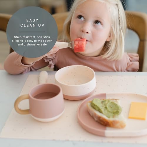 Yeah Baby Goods Silicone Toddler Placemat, Blush Speckle - Image 4
