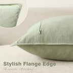 Foindtower Linen Solid Decorative Throw Pillow Cover 22x22 Inch Light Green - Image 3