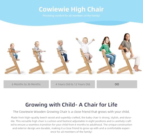 Cowiewie 3-in-1 Convertible Natural Wooden High Chair - Image 5