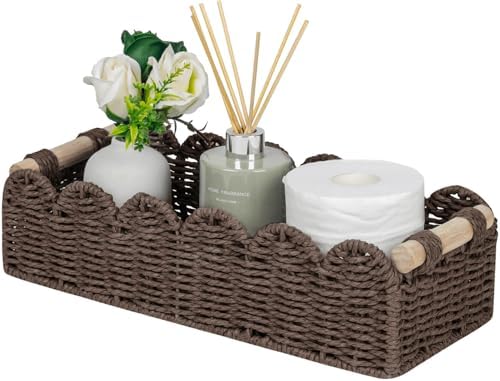 CubesLand Scalloped Toilet Paper Storage Basket W/Handle by CubesLand