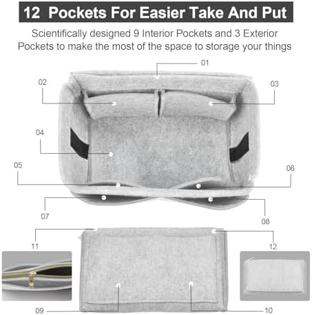 OMYSTYLE Purse Organizer Insert, Felt Tote Bag Organizer Insert - Image 3