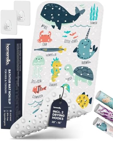 homerella Bathtub Mat Non Slip Kids 28x16 Baby Bath Mat Non Slip Anti Mold by Homerella