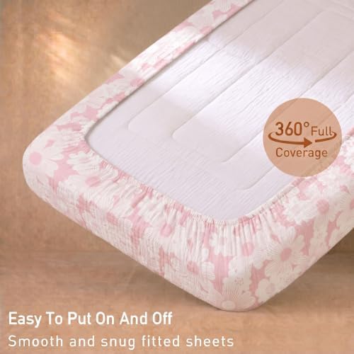 Gllquen Baby 3-Pack Muslin Cotton Bassinet Sheets - Image 6