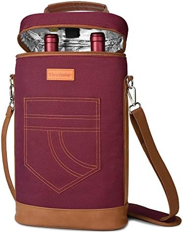 Tirrinia 2 Bottle Insulated Wine Tote Carrier Bag by Tirrinia