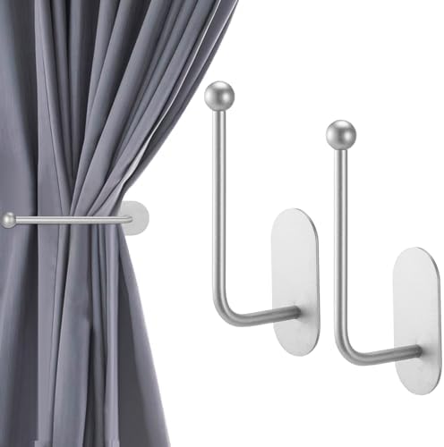 CroBlissful 2 Pcs Adhesive Curtain Holdbacks No Drill Window Hook by CroBlissful