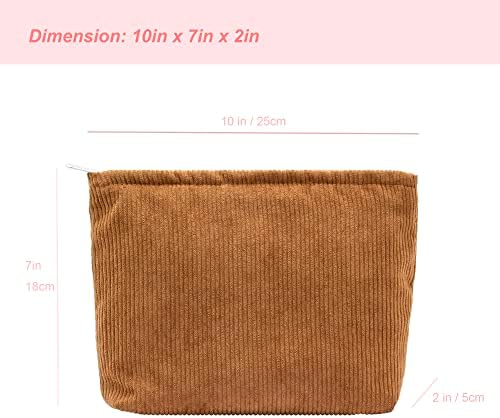 PAZIMIIK Makeup Bag Large Zipper Corduroy Make Up Pouch - Image 2
