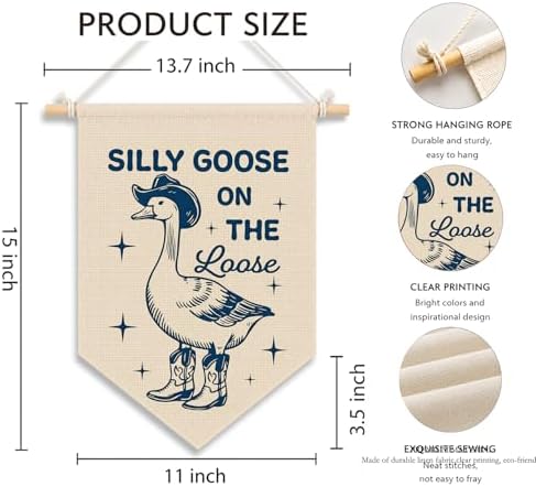 KDHTY Western Cowboy Goose Nursery Canvas Hanging Pennant Flag Banner, Goose - Image 7