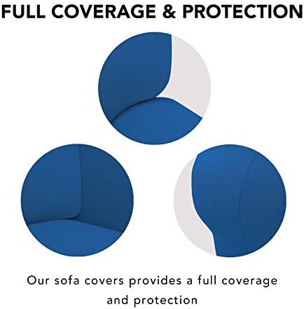 PureFit Stretch Couch Covers for Sofa 4 Seater Slipcovers Classic Blue - Image 3