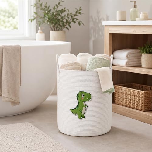 LemonRoad Dinosaur Laundry Hamper Large Cotton Rope Storage Basket - Image 2