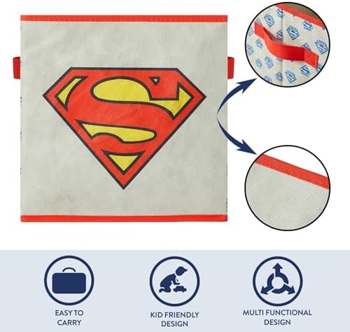 Superman Kids Storage Cubes, 2 Pack Foldable Fabric Bins - Image 2