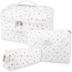 Gosect Large Makeup Bag Set, Quilted Makeup Bag, Floral Cosmetic Bag by Gosect