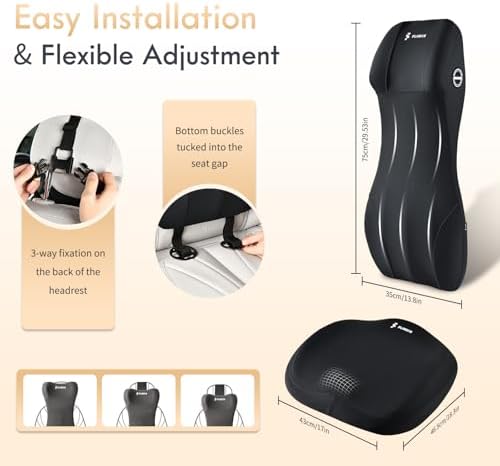 FLORICH Car Seat Cushion and Lumbar Support Headrest Pillow Memory Foam - Image 6