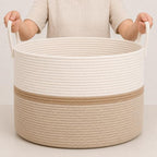 OrganiHaus Round Toy Basket & Blanket Basket, Cotton Rope 20x13" by OrganiHaus