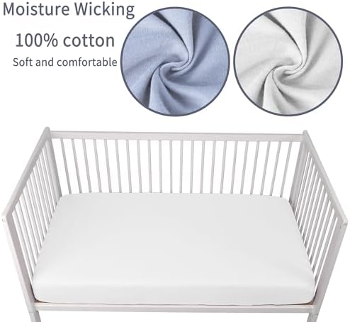 GUNTAIL Crib Sheets for Boys Girls, 100% Cotton Fitted Crib Sheet 2 Pack for - Image 3